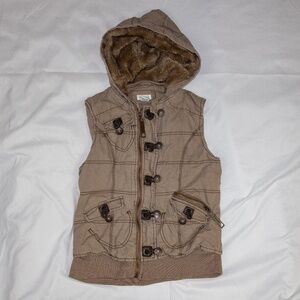 Tan Zip Up/Button Vest - Size Medium